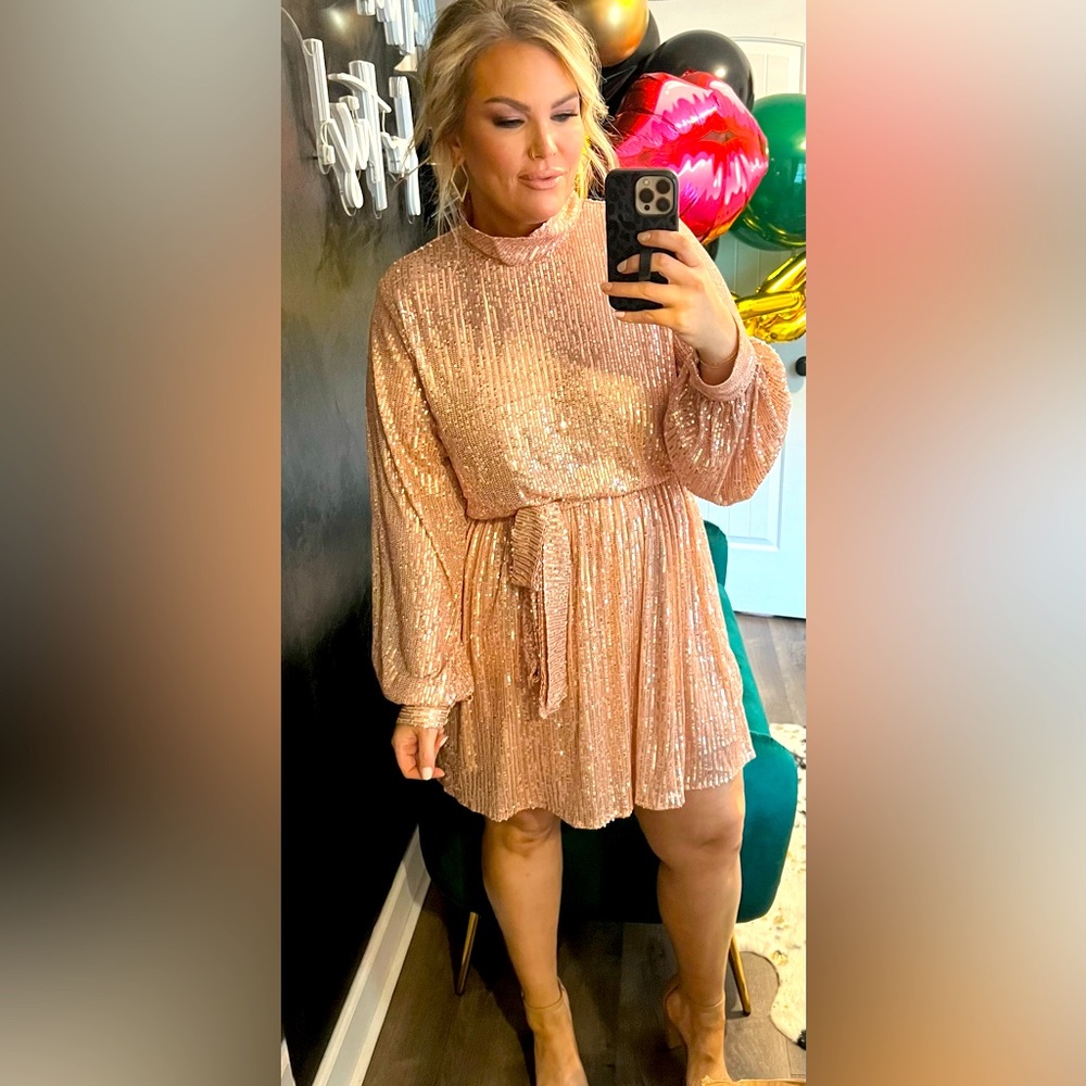 Rose Gold Sequin high neck dress